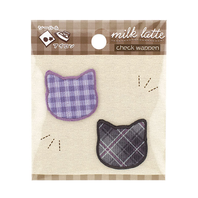 milk latte-ミルクラテ- チェックワッペン（MLCW-03） ねこ 08Bf99_