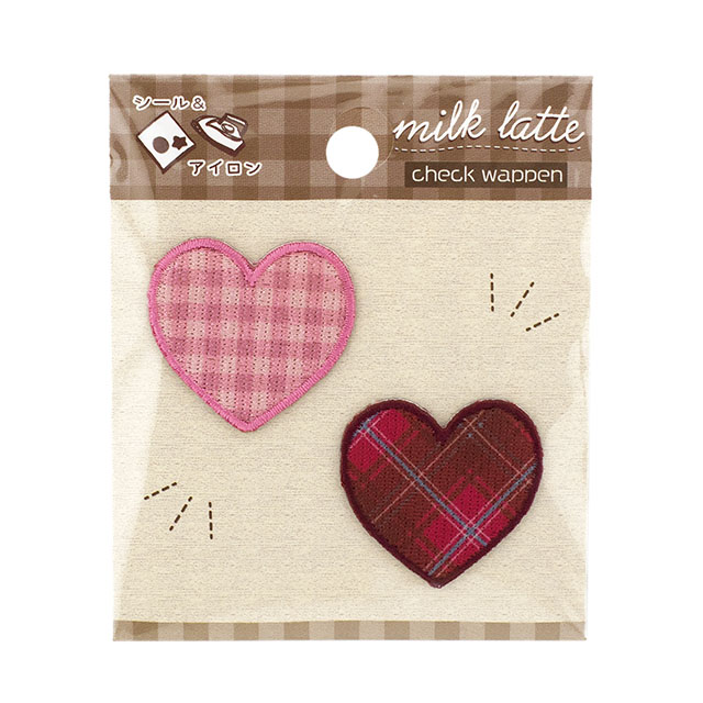 milk latte-ミルクラテ- チェックワッペン（MLCW-04） ハート 08Bf99_