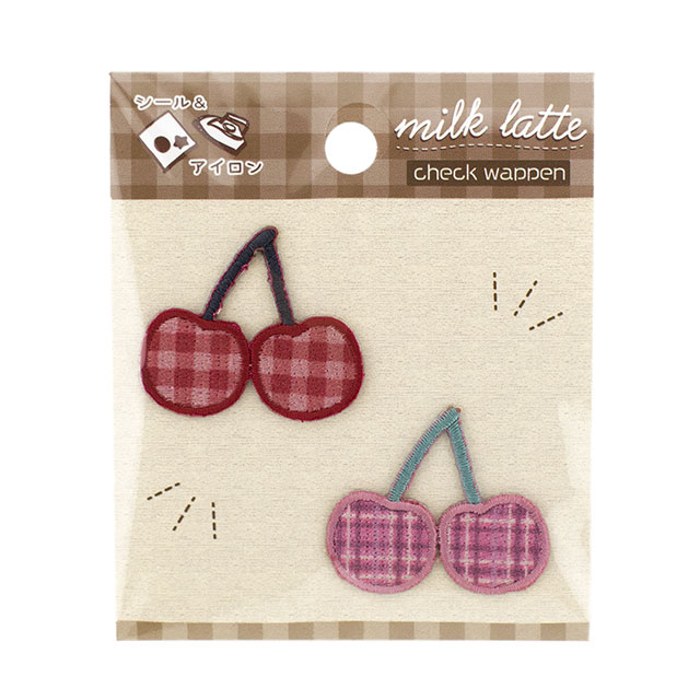 milk latte-ミルクラテ- チェックワッペン（MLCW-06） チェリー 08Bf99_