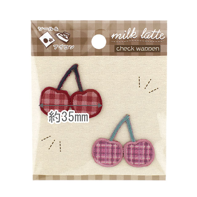 milk latte-ミルクラテ- チェックワッペン(MLCW-06) チェリー 08Bf99_
