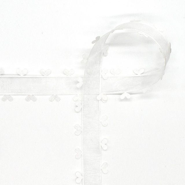 Aハートオーガンジーリボン（1613） 25mm 1.ホワイト (H)_4b_