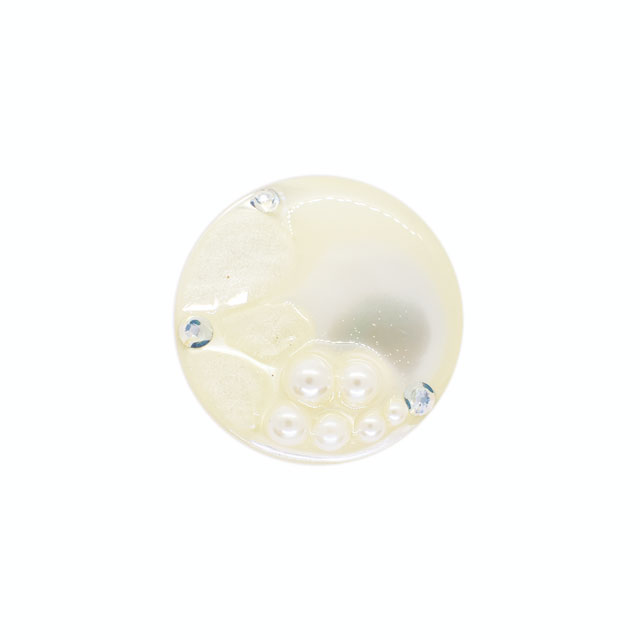 ボタン シェルべースフラワージュエルボタン (86892) 23mm 2.ホワイト 08Bg99_