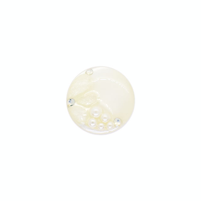 ボタン シェルべースフラワージュエルボタン (86892) 18mm 2.ホワイト 08Bg99_