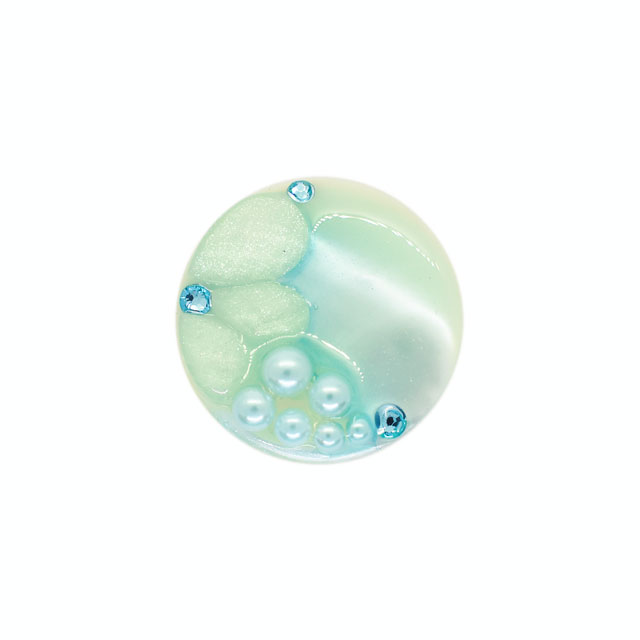 ボタン シェルべースフラワージュエルボタン (86892) 23mm 54.ライトブルー 08Bg99_