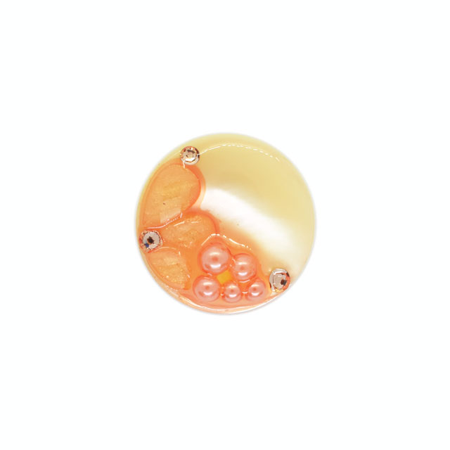 ボタン シェルべースフラワージュエルボタン  （86892）  20mm 34.オレンジ 08Bg99_