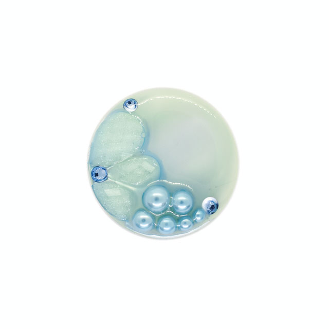 ボタン シェルべースフラワージュエルボタン  （86892）  23mm 71.ブルー 08Bg99_