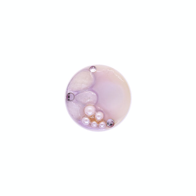 ボタン シェルべースフラワージュエルボタン (86892) 18mm 84.パープル 08Bg99_
