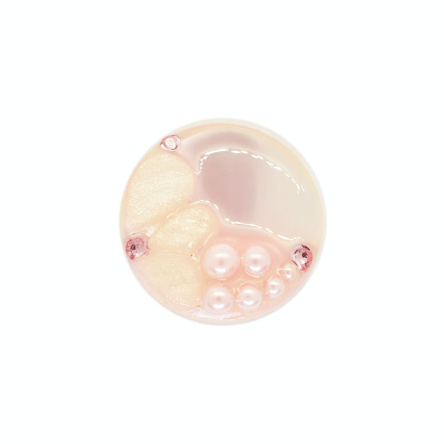 ボタン シェルべースフラワージュエルボタン  （86892）  23mm 12.ライトピンク 08Bg99_