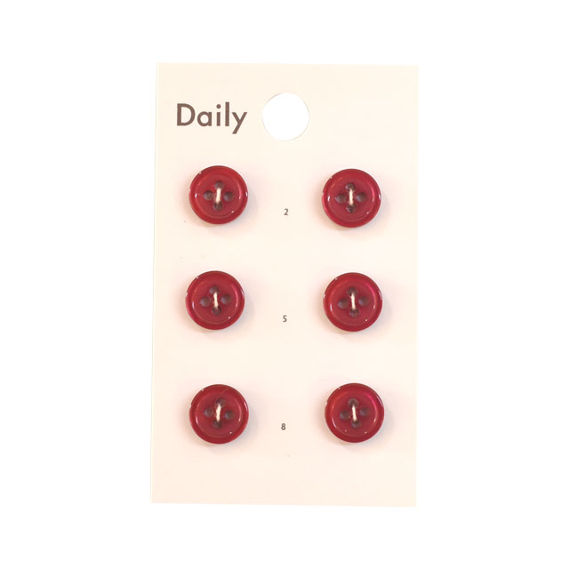 ボタン Daily 貝調ポリエステル4つ穴ふちあり（OKDB-001） 10mm R.レッド (H)_6a_