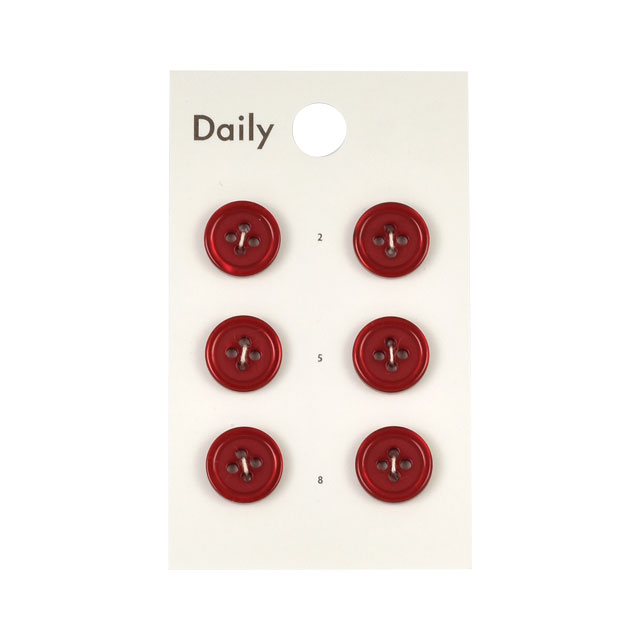 ボタン Daily 貝調ポリエステル4つ穴ふちあり（OKDB-002） 11.5mm R.レッド (H)_6a_