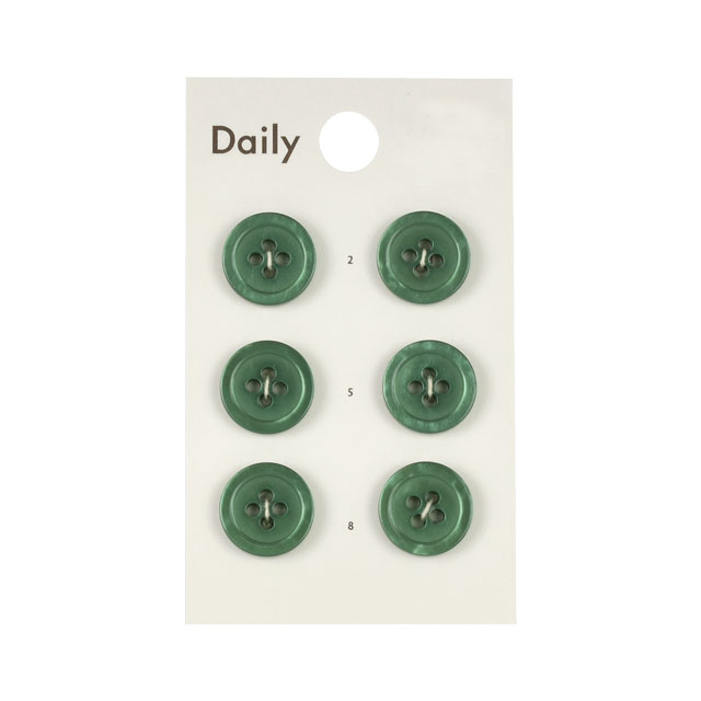 ボタン Daily 貝調ポリエステル4つ穴ふちあり（OKDB-003） 13mm GR.グリーン (H)_6a_