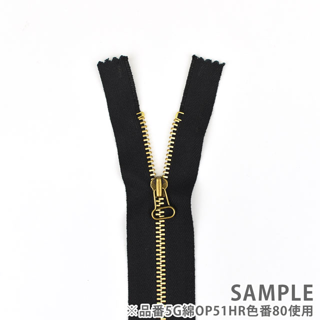 WALDES Vintage Zipper No.5 オープン（5G綿OP51HR） 60cm ゴールド M80.ブラック (H)_6b_
