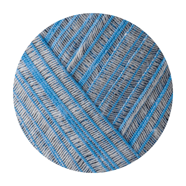 手編み糸 ダルマ（横田） ラダーテープ 6.ライトグレー × コバルトブルー (M)_b1_