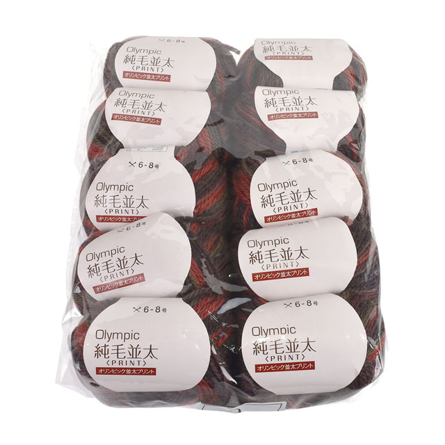 毛糸(10玉1袋) Olympic・オリンピック 純毛 並太プリント 色番.9 14Yy88j