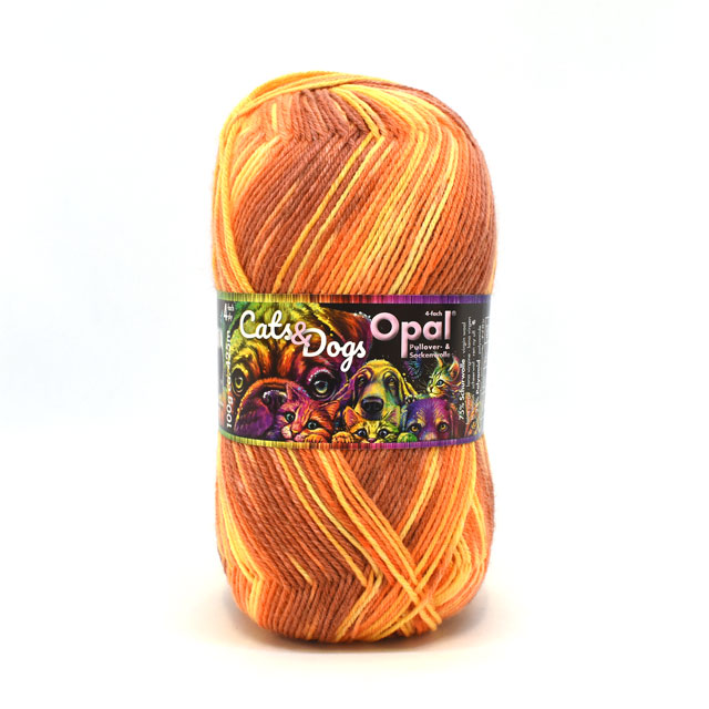 毛糸 Opal-オパール- キャッツ＆ドッグス 4ply/4本撚り 11230.赤シバ (M)_b1j