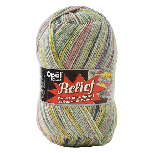 毛糸 Opal-オパール- レリーフ 4ply/4本撚り Viereck 9490.グレー系マルチカラー (M)_b1j