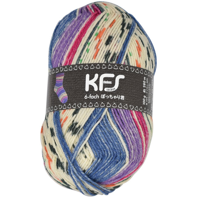 毛糸 Opal-オパール- KFSオリジナルカラー 6ply/6本撚り ぽっちゃり君 KFS162.マイスマイル/ブルー・パープル系マルチカラー 06Co99j