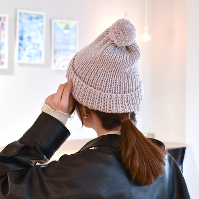 レシピNo.OKH-0038 1目ゴム編みの帽子(FR25-9)