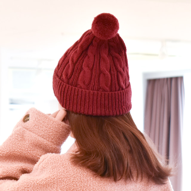 レシピNo.OKH-0041 ケーブル模様の帽子(S23-2)