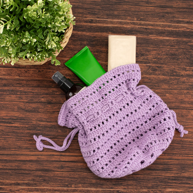 レシピNo.OKH-0043 かぎ針編みの巾着ポーチ(S23-5)