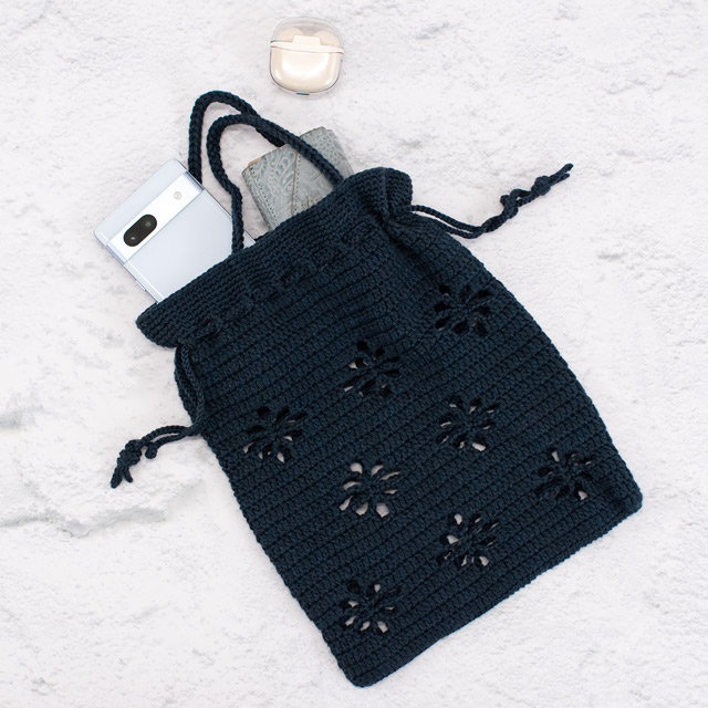 レシピNo.OKH-0063 お花模様のきんちゃくバッグ (Q23-2)