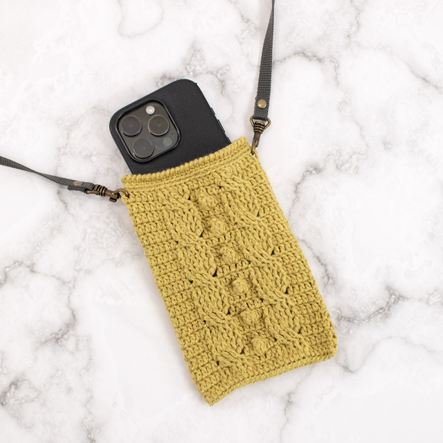 レシピNo.OKH-0068 ひき上げ模様のスマホショルダー(Q24-1)