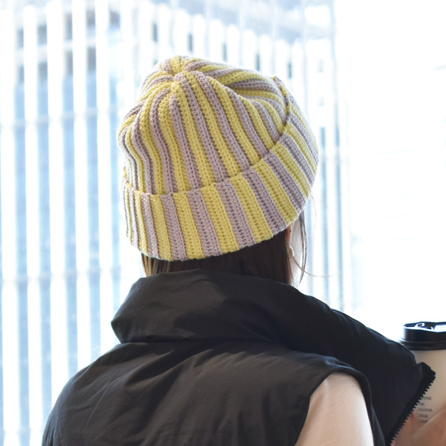 レシピNo.OKH-0072 かぎ針のうね編み帽子(Q25-8)