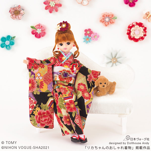 ⑤) ＊ リカちゃん向け 着物 和服 (ピンク 振袖 - 3